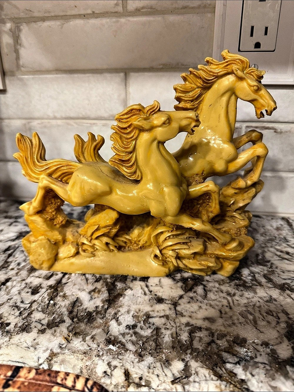 Yellow Horses Running Figurine Decor
